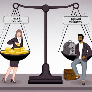 The difference between instant deposits and delayed withdrawals.